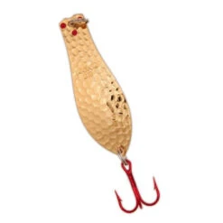 Yellow Bird - Premium Doctor Spoon With Red LazerSharp Hooks In (PM402) Hammered Gold - 2.5" 3/8oz