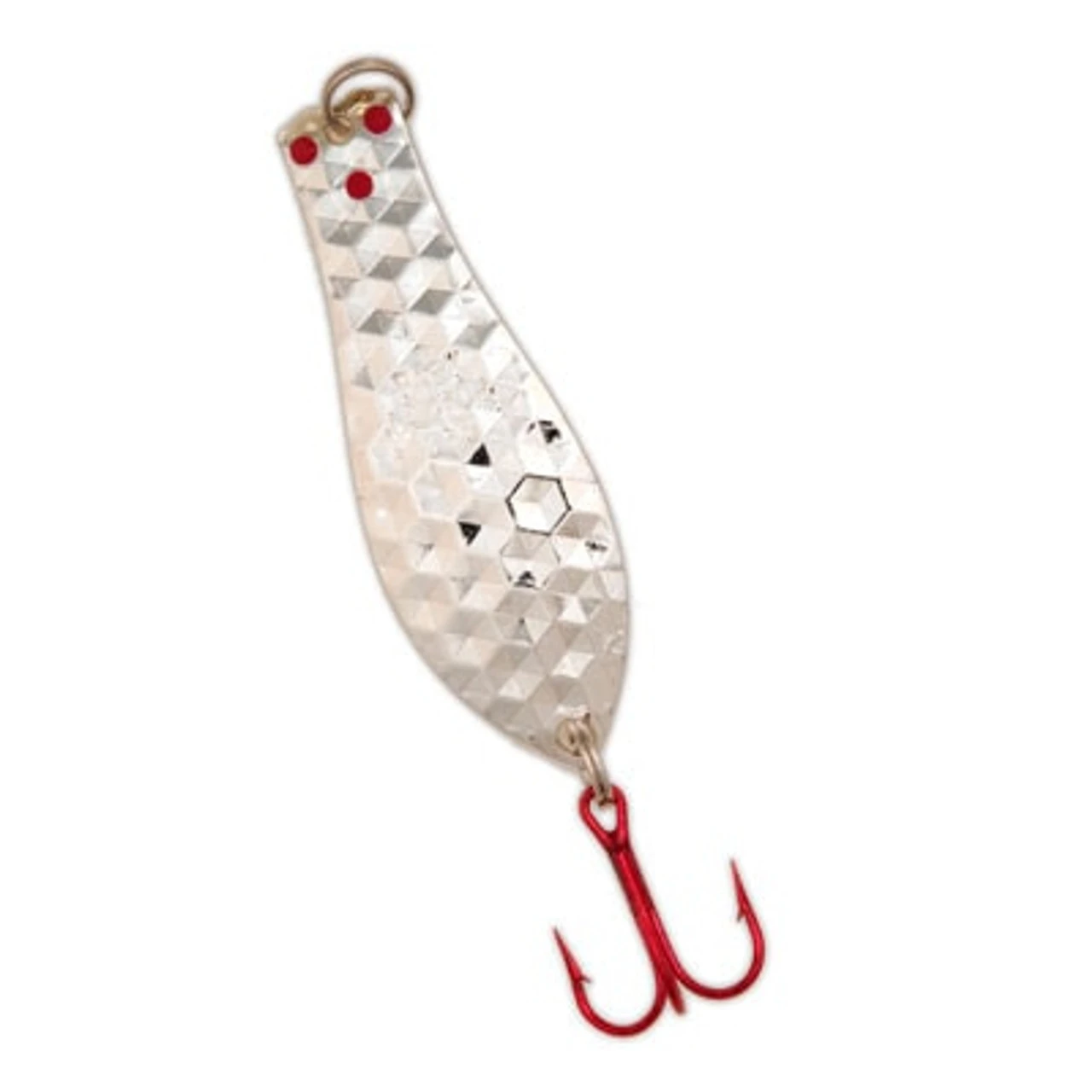 Yellow Bird - Premium Doctor Spoon With Red LazerSharp Hooks In (PM501) Hex Hammered Nickel - 3.75" 5/8oz 3 Yellow Bird - Premium Doctor Spoon With Red LazerSharp Hooks In (PM501) Hex Hammered Nickel - 3.75" 5/8oz